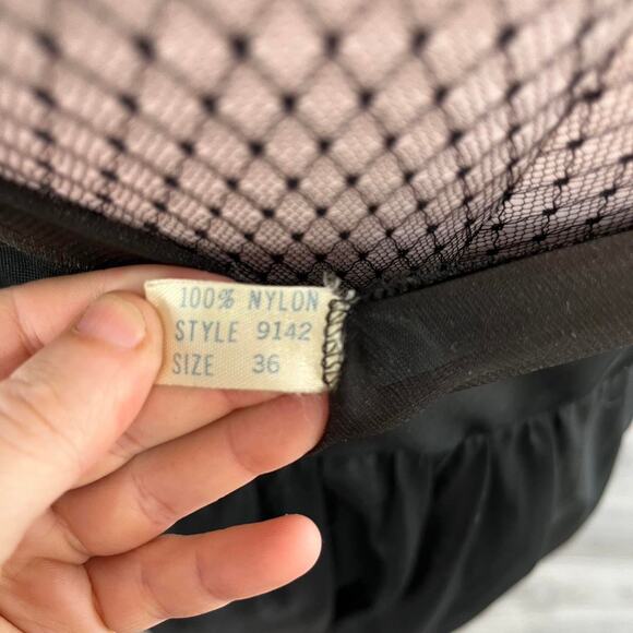 Vintage Pandora Black Nylon Chiffon Gown Silver lingerie nightgown size 36 - Picture 3 of 7